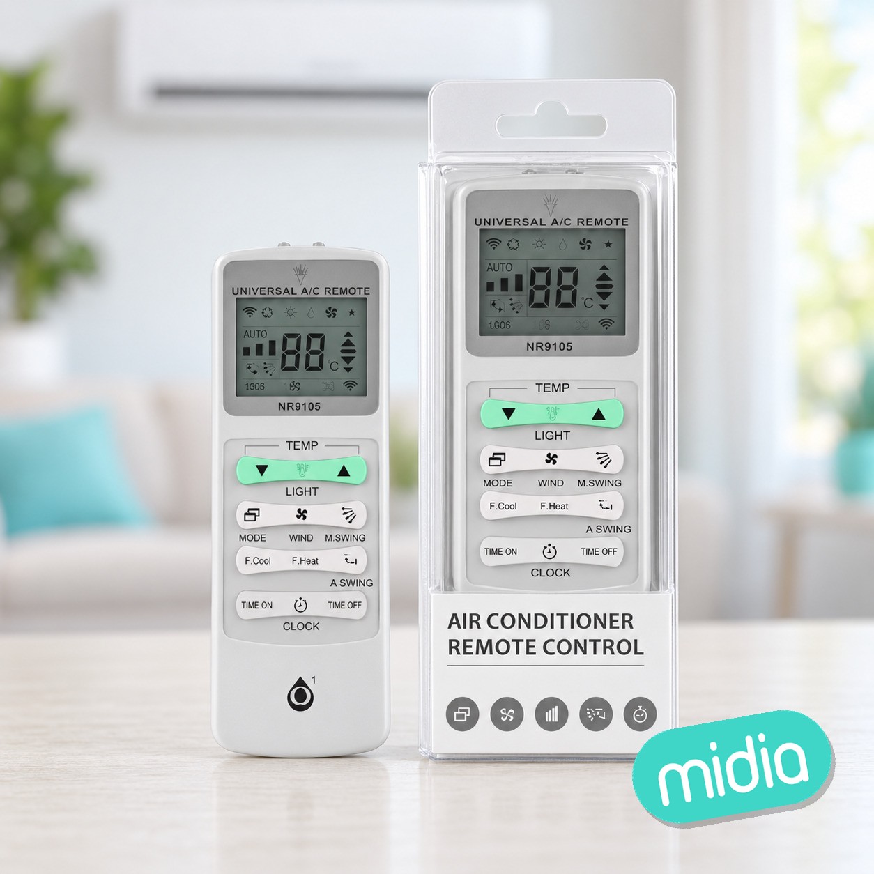 NR9105 BL Mando Universal Control Remoto para Aire Acondicionado Blanco