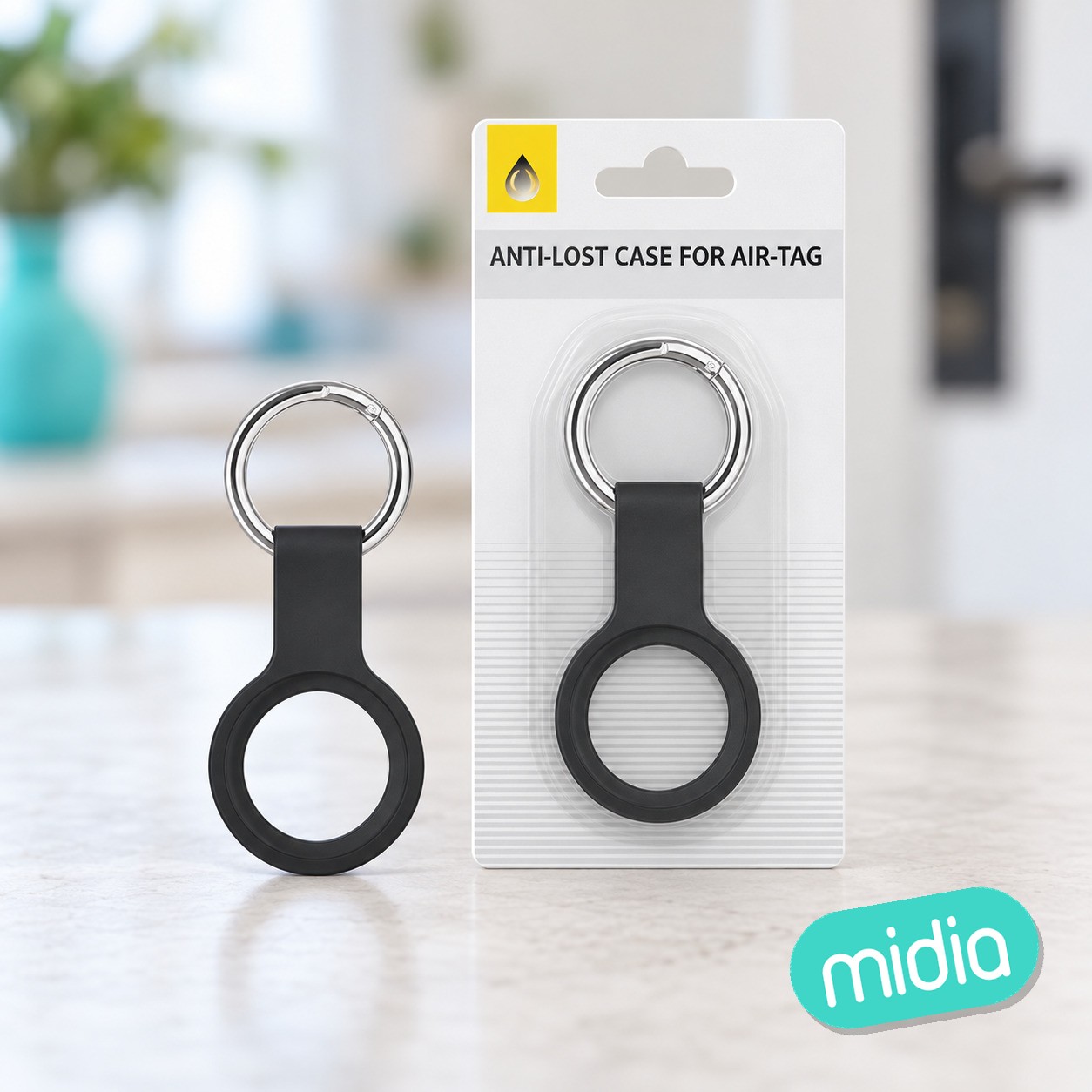 NR9222, NE Estuche Anti-Perdida para Air-Tag de Aluminio, Negro