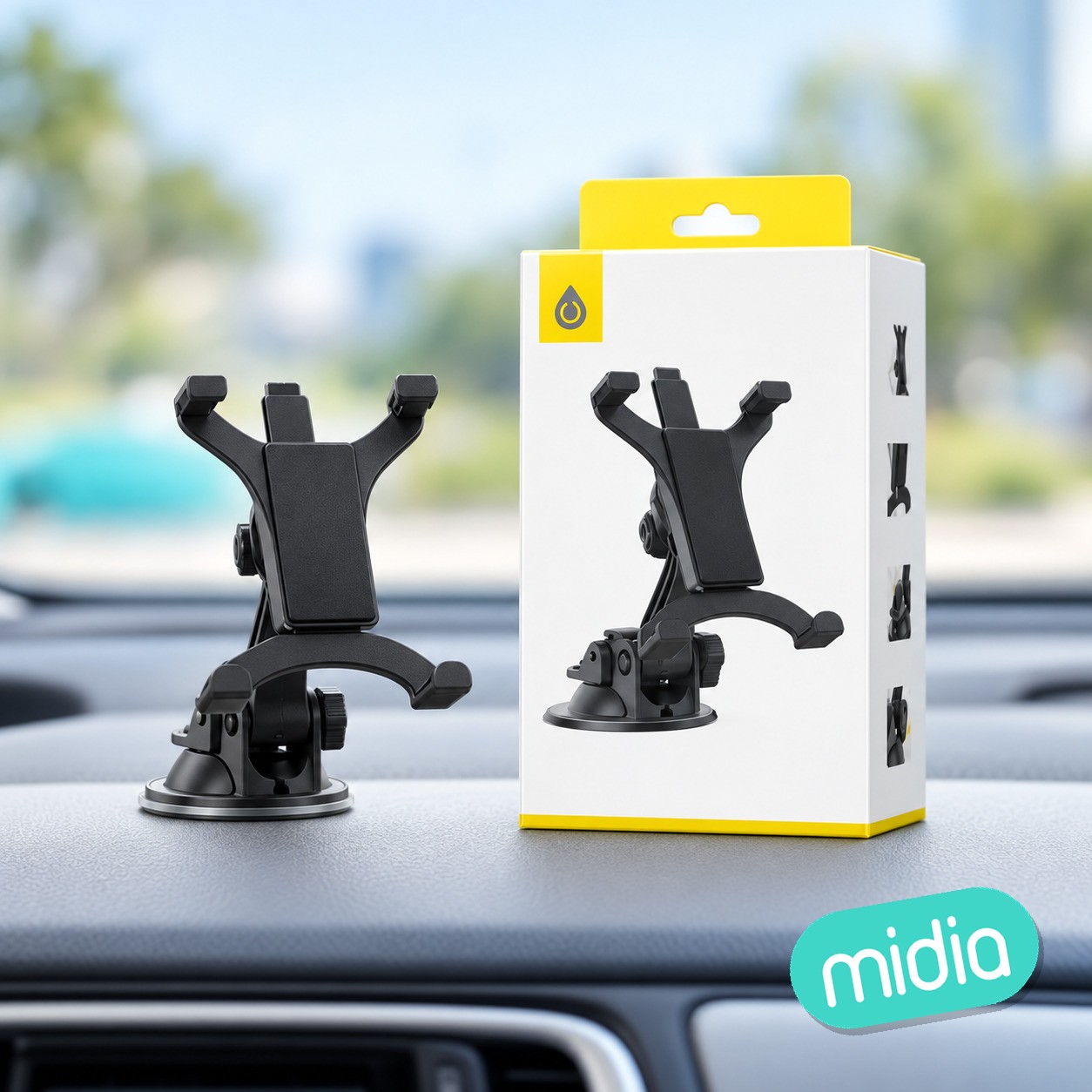 NE5171 NE Soporte de coche con ventosa para Parabrisas, para Movil y Tablet 7-11 pulgadas, Negro