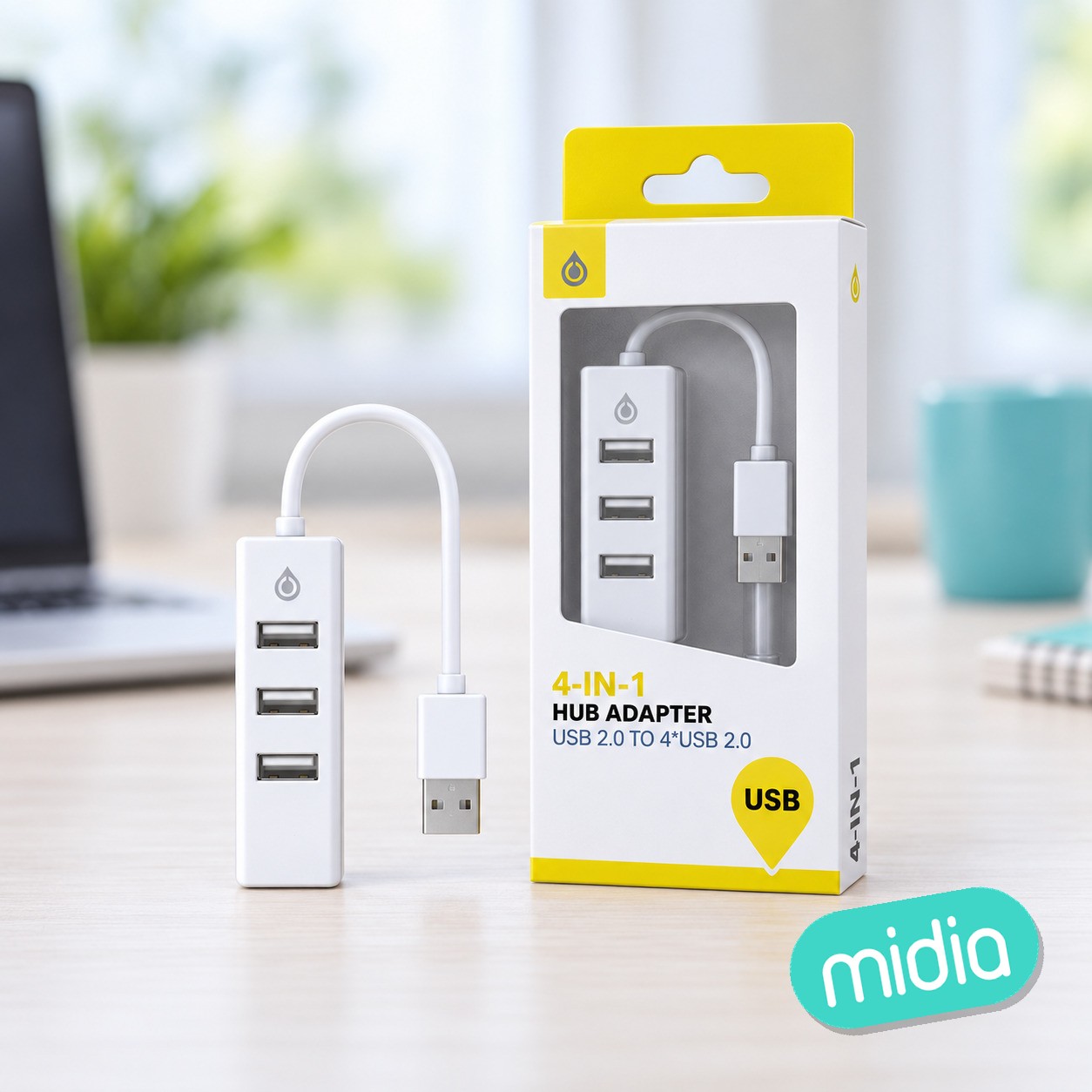 NG6052 BL lector USB Hub con 4 entrada USB Compatible con OTG ,Blanco