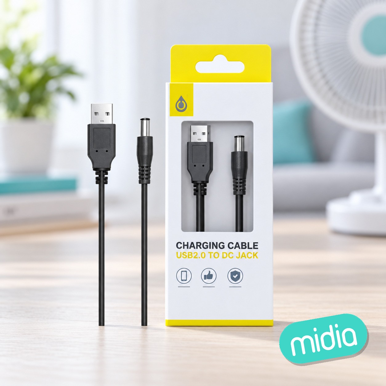 NB1333 NE Cable de Carga USB con Conector Jack DC 9V ( 5.5mm X 2,1mm)，Negro