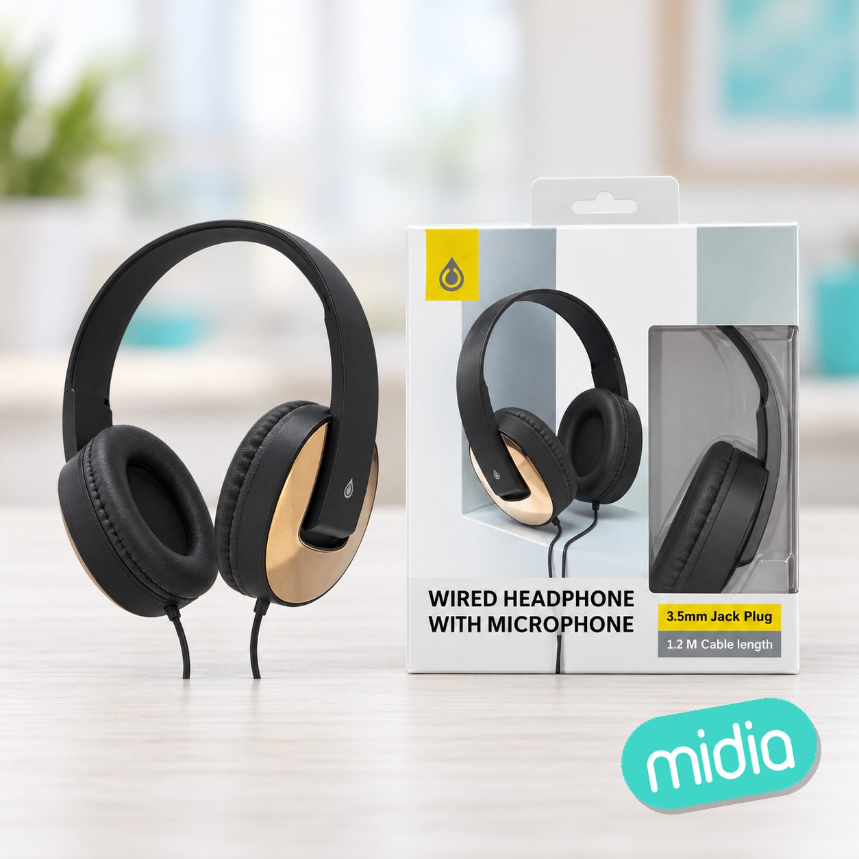 NC3201 OR Auriculares Casco de cable con Microfono , 3.5mm Jack Plug , 1.2M ，Oro