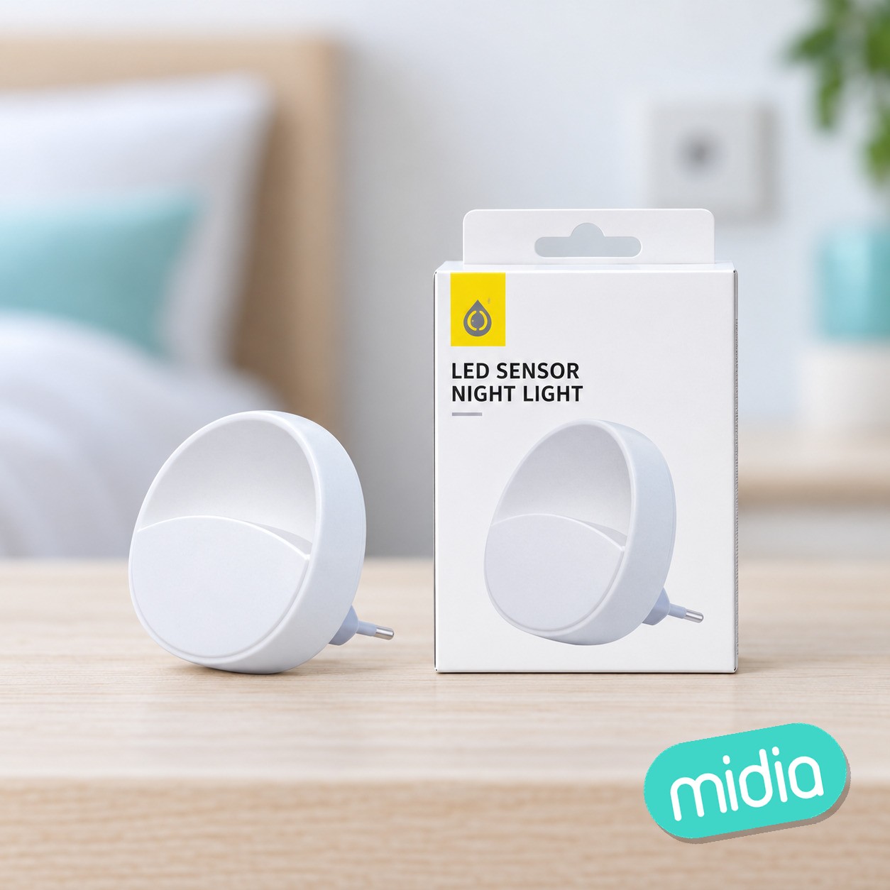 NR9302 BL Luz nocturna con sensor de LED 0.6W, Blanco