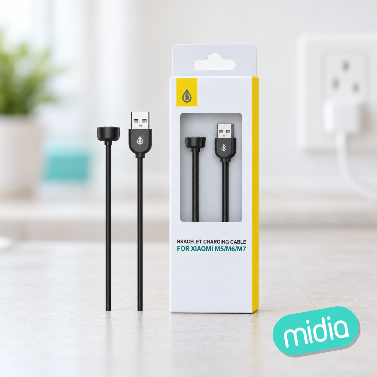 NR9395 NE Cable de Carga USB para pulsera de XIAOMI M5/6/7，5V/1A, Cable 45CM, Negro
