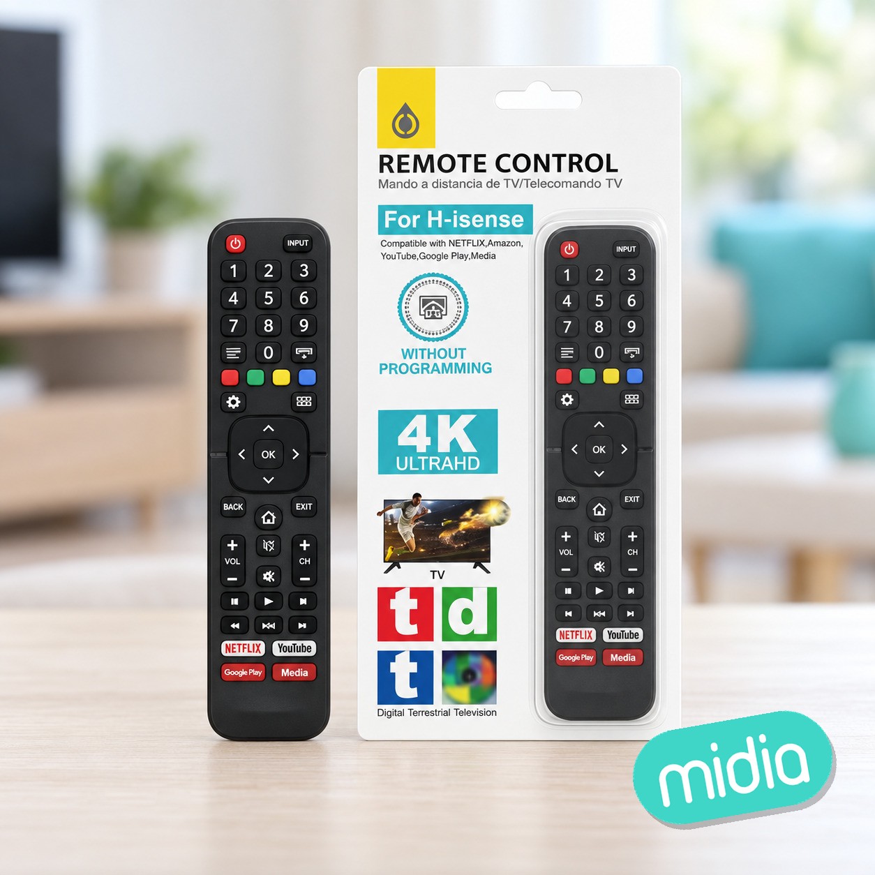 NR9438 NE Mando Universal de TV para Hisense, Bateria AAA*2（No Incluye）, Negro