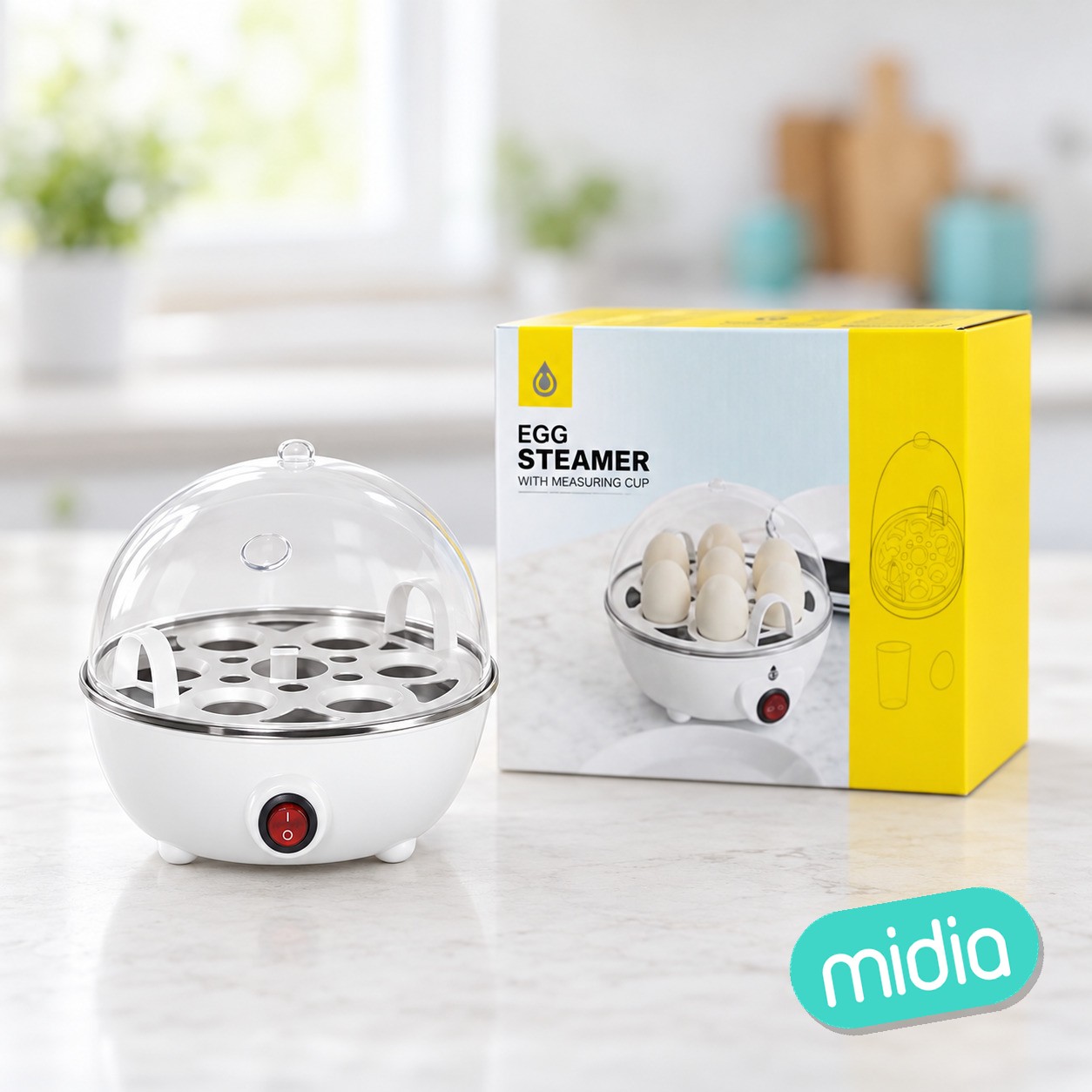 NR9485 BL Hervidor de Huevos Electronico, 350W para hasta 7 huevos, cable 0.5m, Blanco