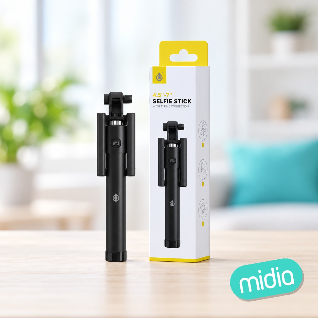 NE5293 NE Palo Selfie con Cable Type- C, flexible 120°, Brazo18.5-73CM, Para..