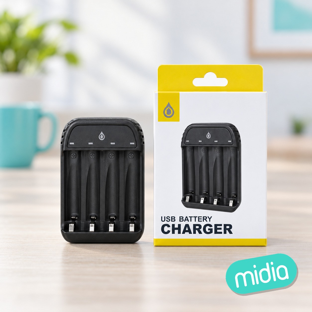 NA0438 NE Cargador USB de Pilas Ni- MH (AA/AAA 1.2V) , Negro