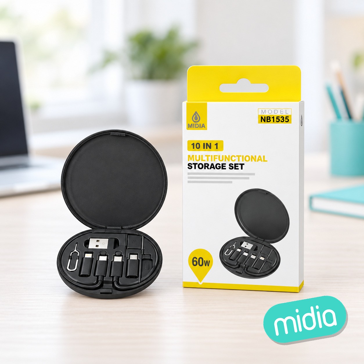 NB1535 NE Kit de Cable y Adaptadores de Movil con Funcion de Soporte y...