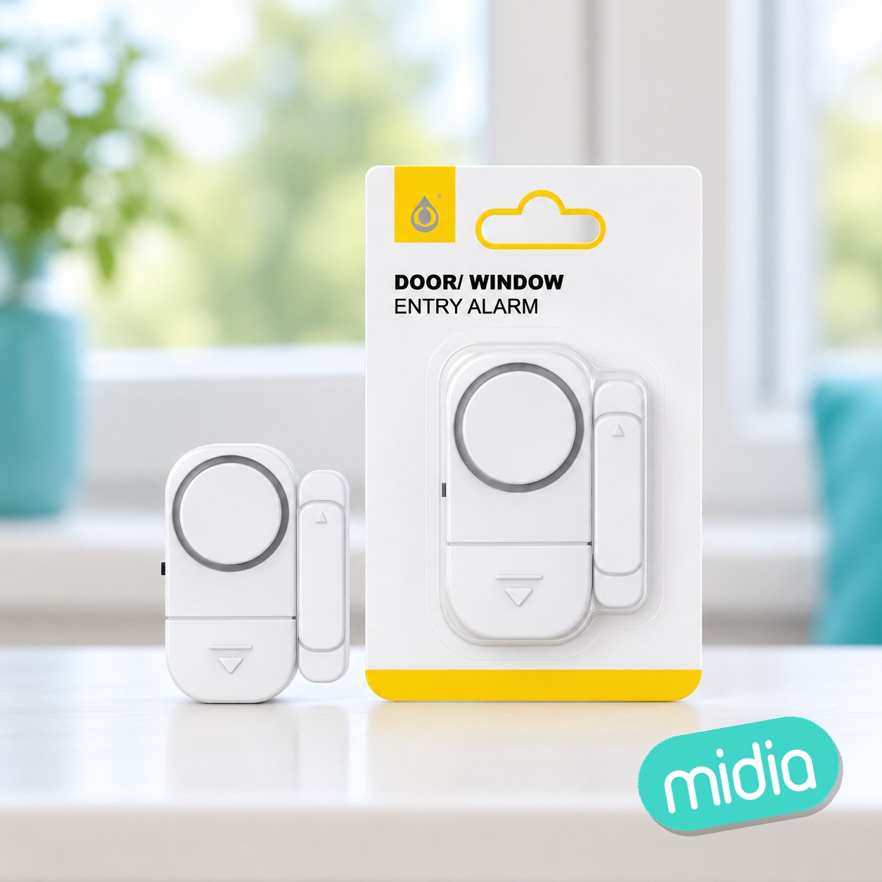 NR9598 BL Sensor magnetico de puertas y ventanas，Sonido de alarma 90-120 Db, Bateria LR44*3 Incluido，Blanco