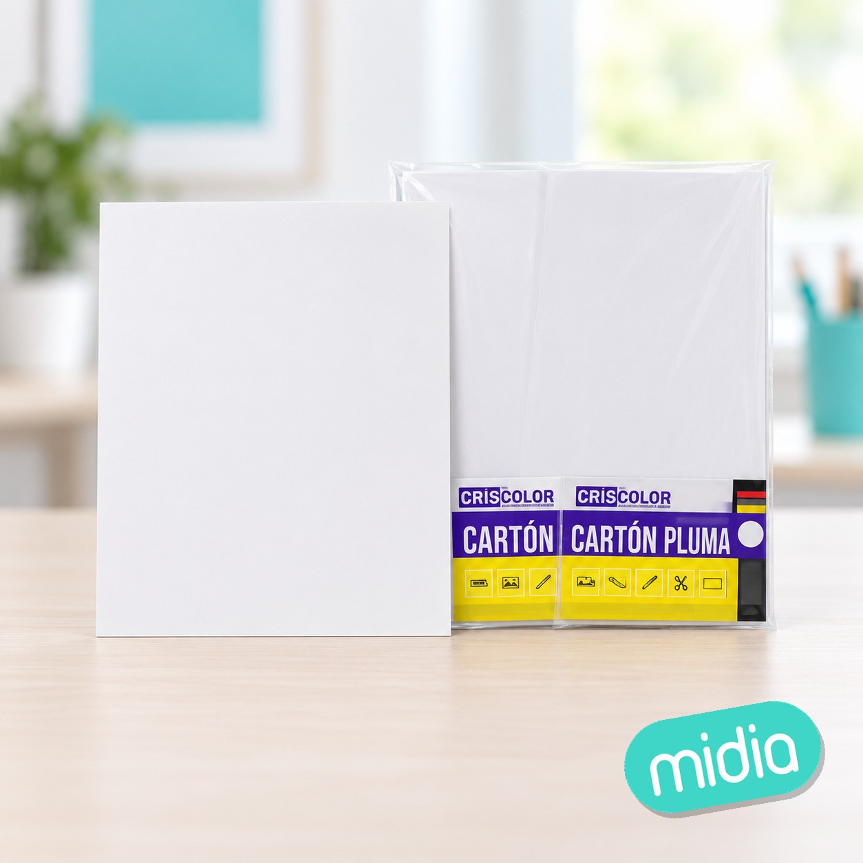 [40223] carton pluma 50x70cm blanco adhesivo