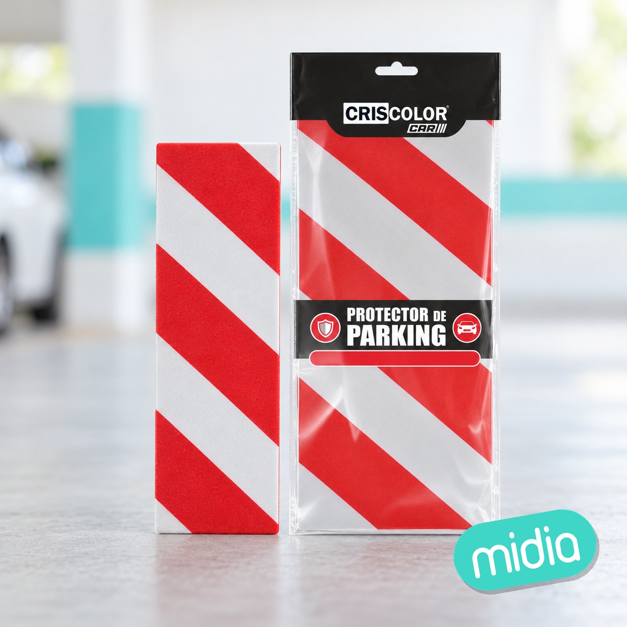 [40286] protector parking 40x20cm blanco/rojo