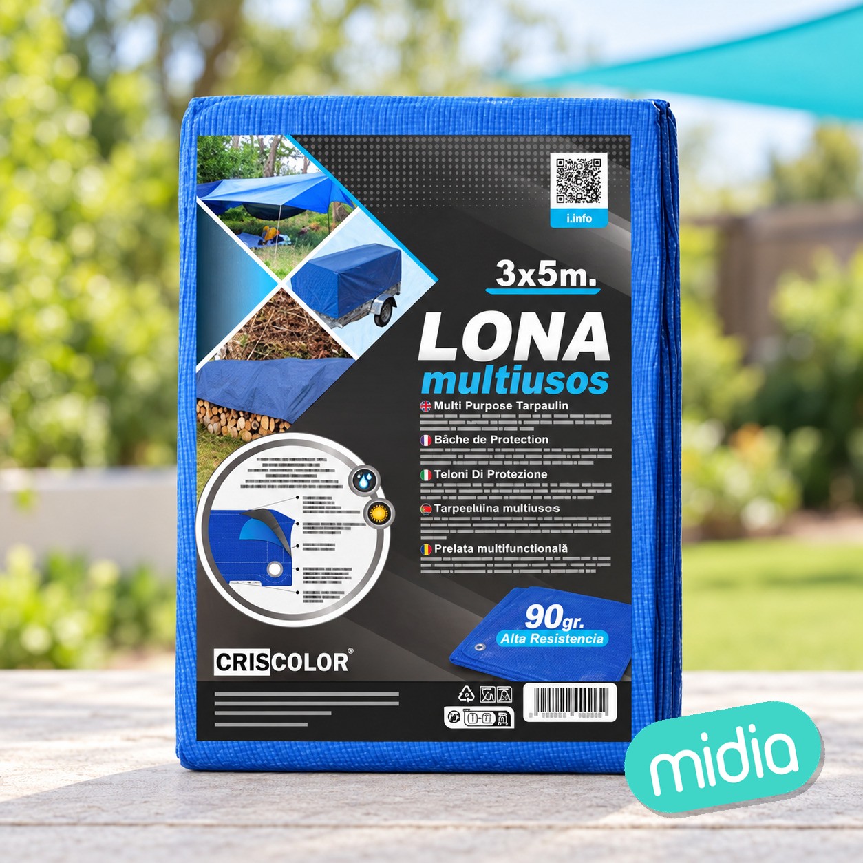 [40755] lona multiuso 3x5m azul