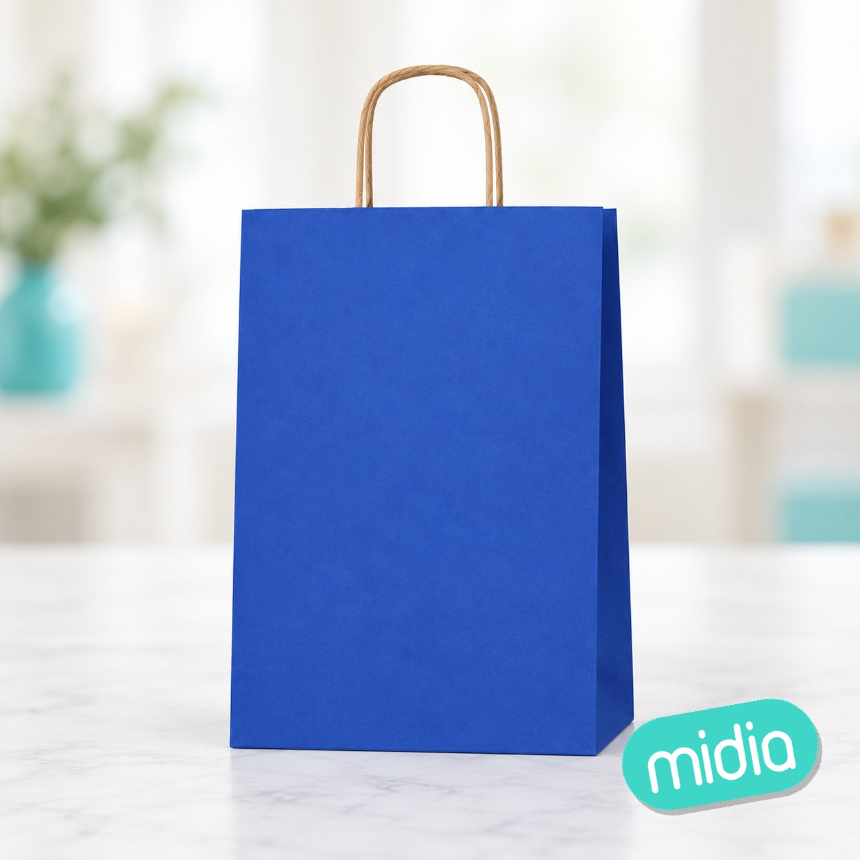 [41748] bolsa papel con asa 32+12x40 azul