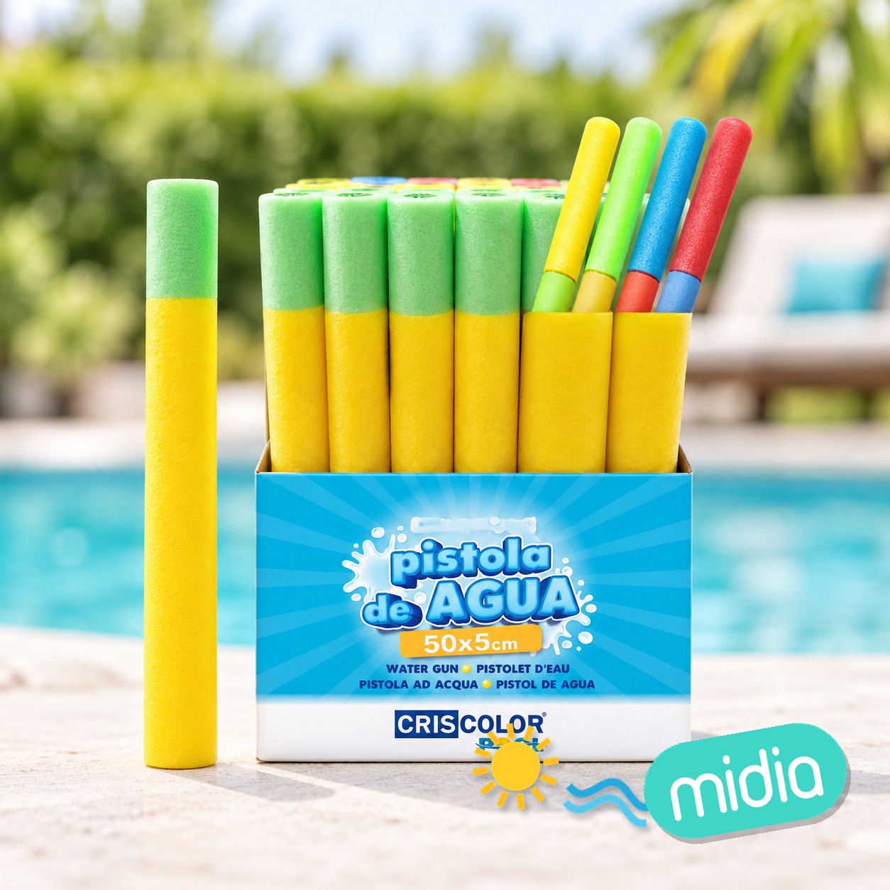 [42738] pistola agua 50x5cm espuma surtido 4 colores