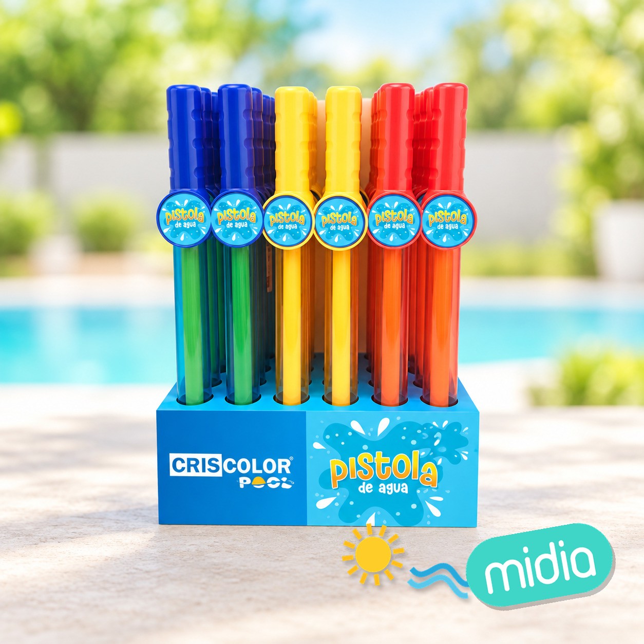 [42739] pistola agua 37x2,5cm plastico surtido 3 colores