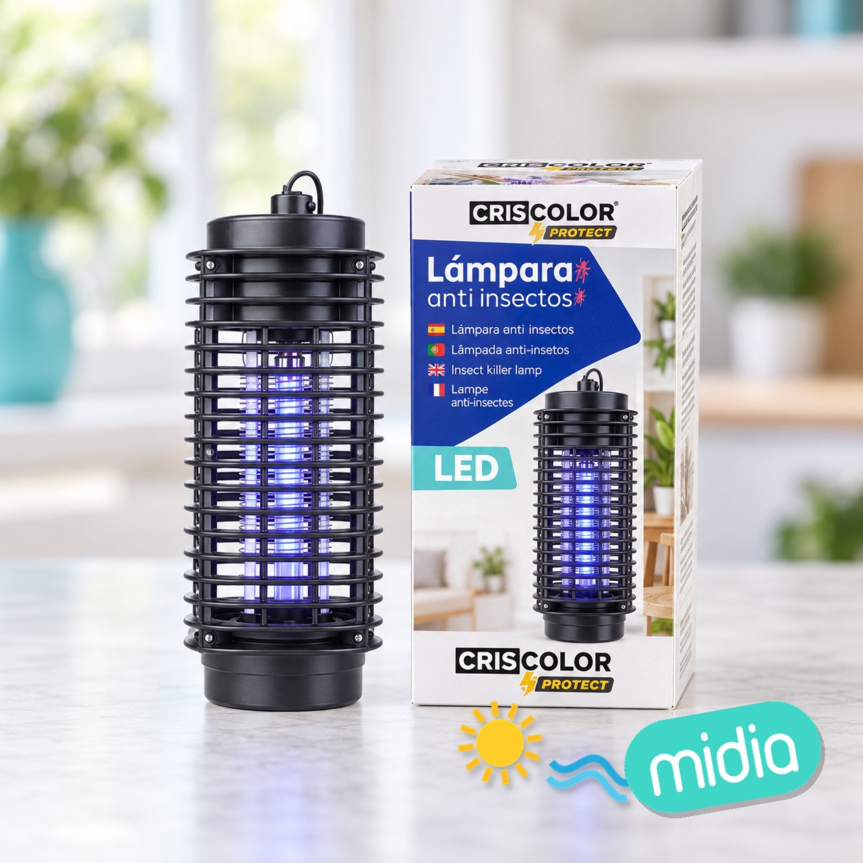 [43062] lampara led negra anti insectos 10,5x10,5x26cm nº rii-aee: 8813