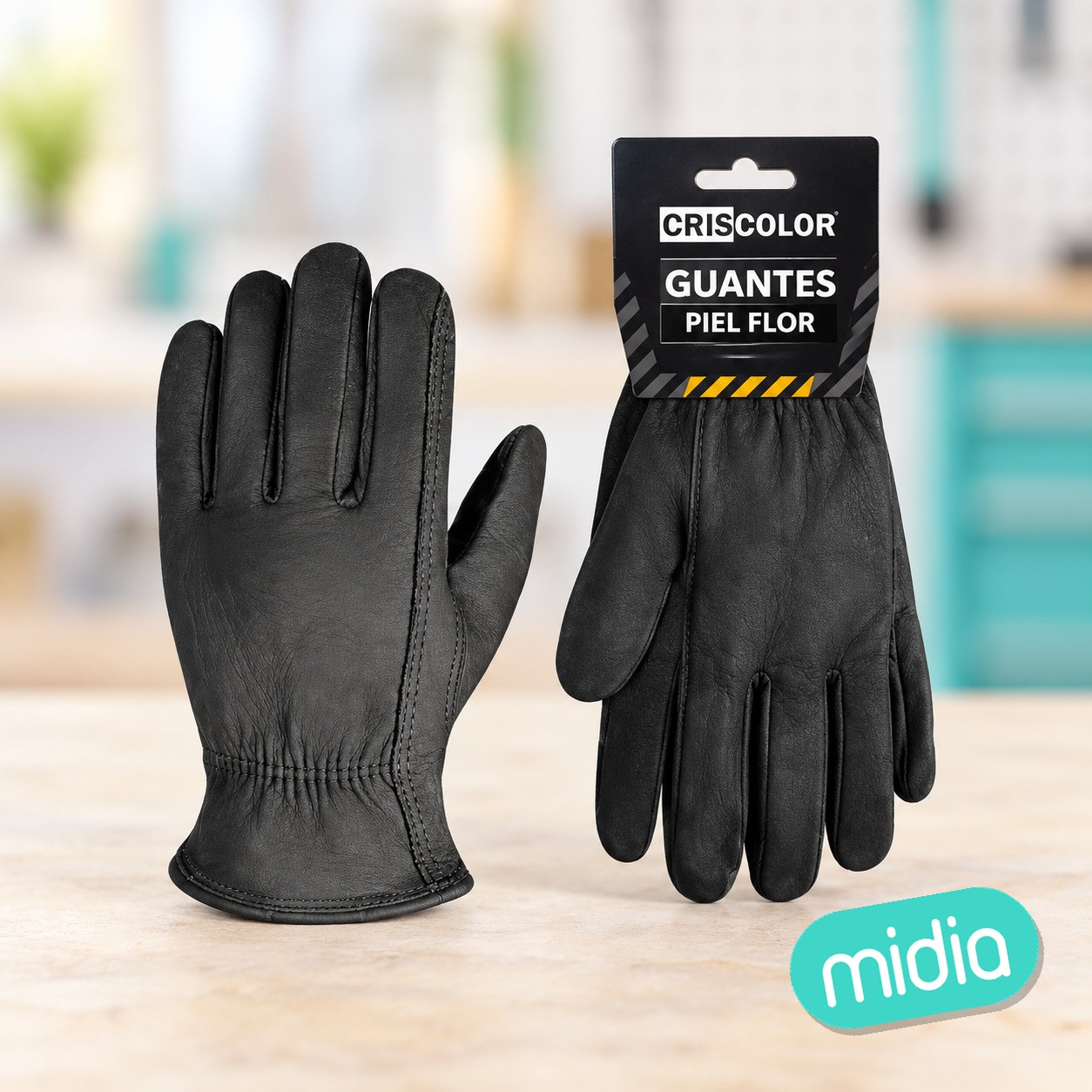 [43429] guante trabajo piel flor negro talla 9