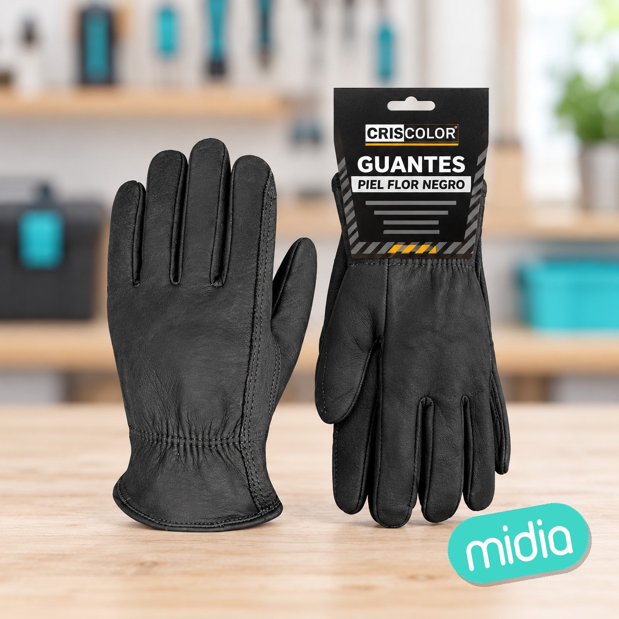 [43430] guante trabajo piel flor negro talla 10