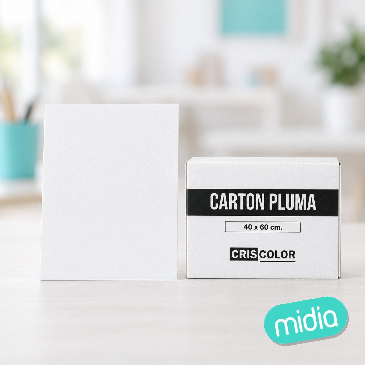 [43494] carton pluma 40x60 blanco adhesivo