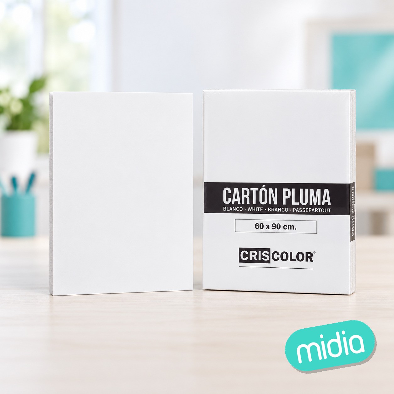 [43497] carton pluma 60x90 blanco