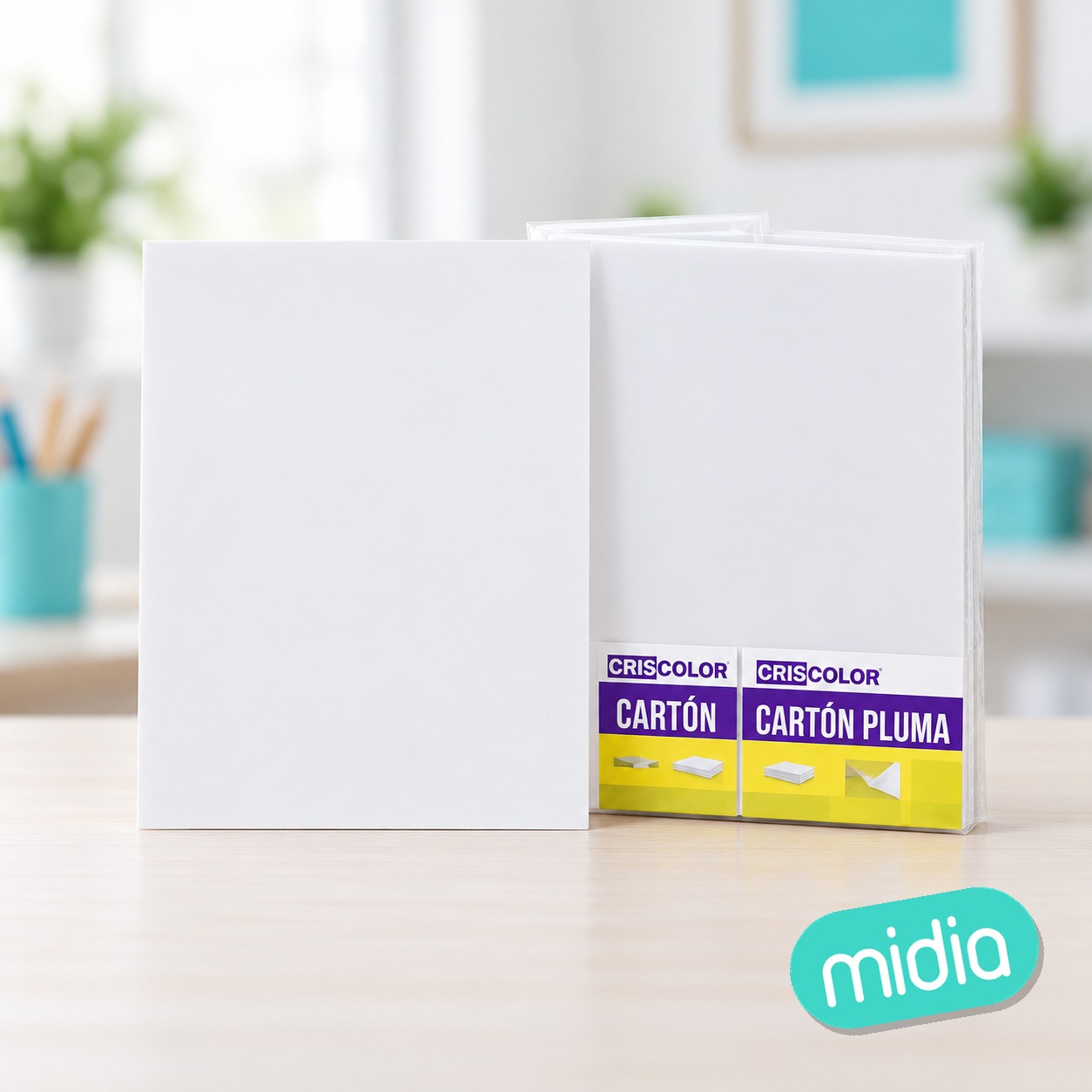[43498] carton pluma 60x90 blanco adhesivo