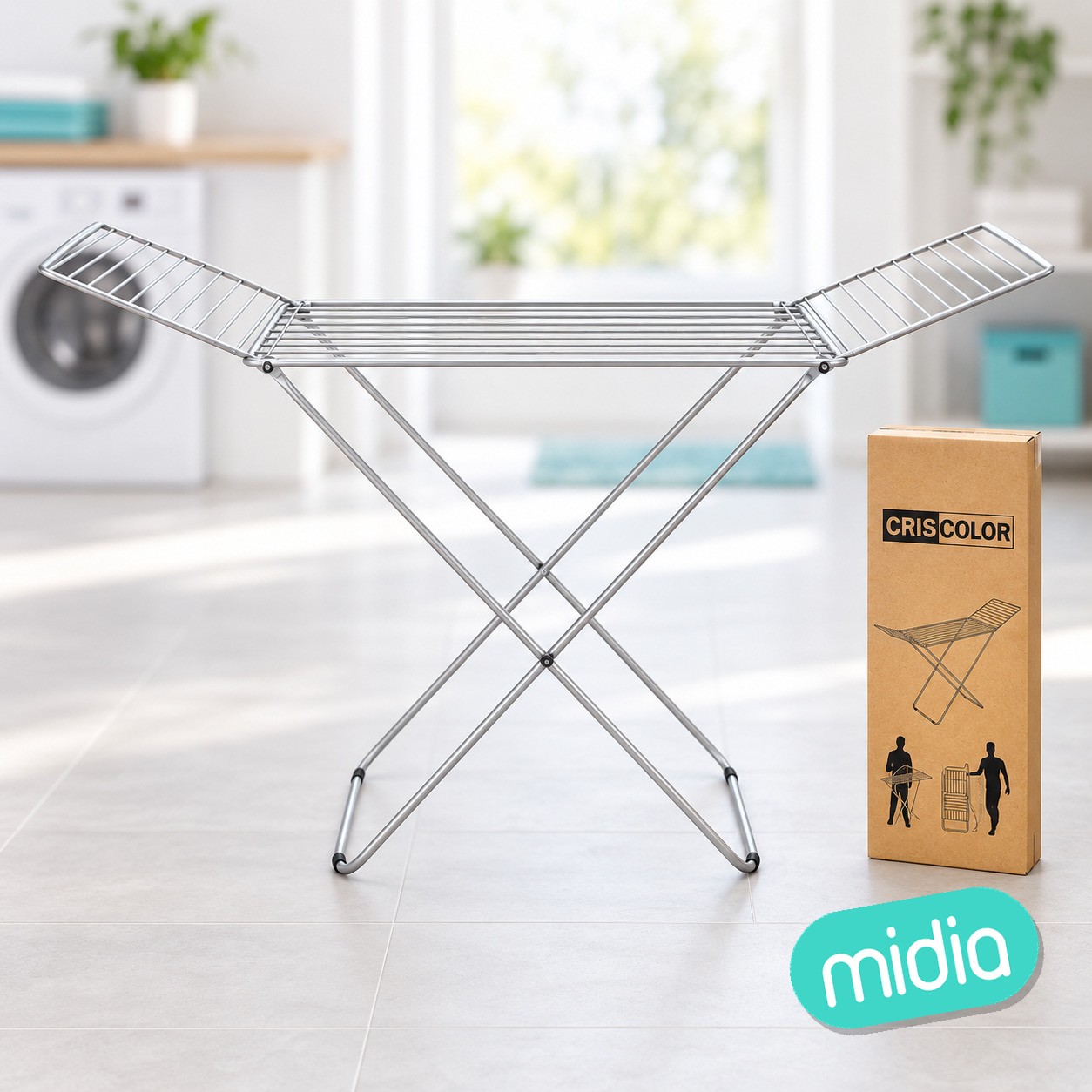 [43743] tendedero metalico plegable 180x105x50cm gris plata
