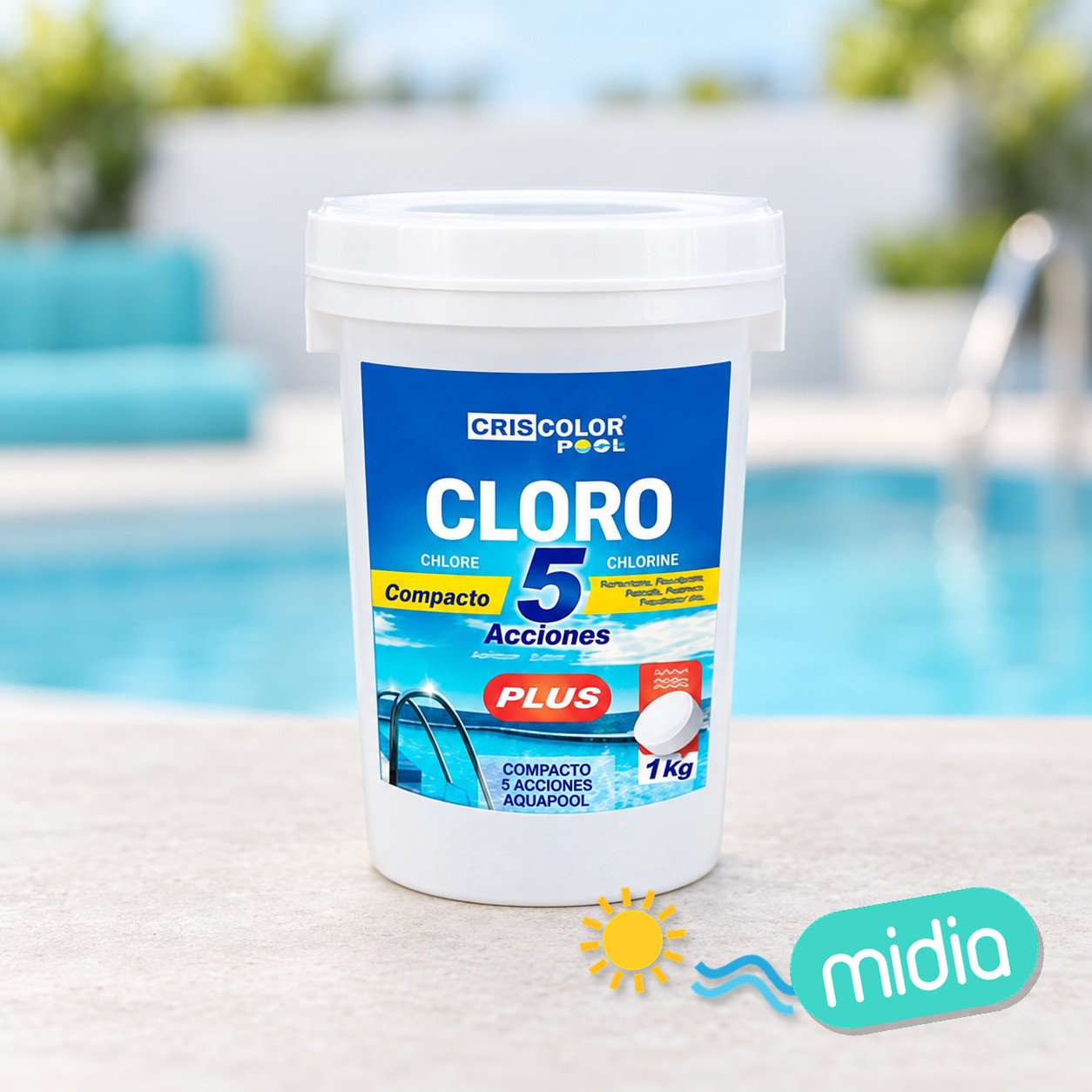 [43834] cloro compacto 5 acciones 1kg plus