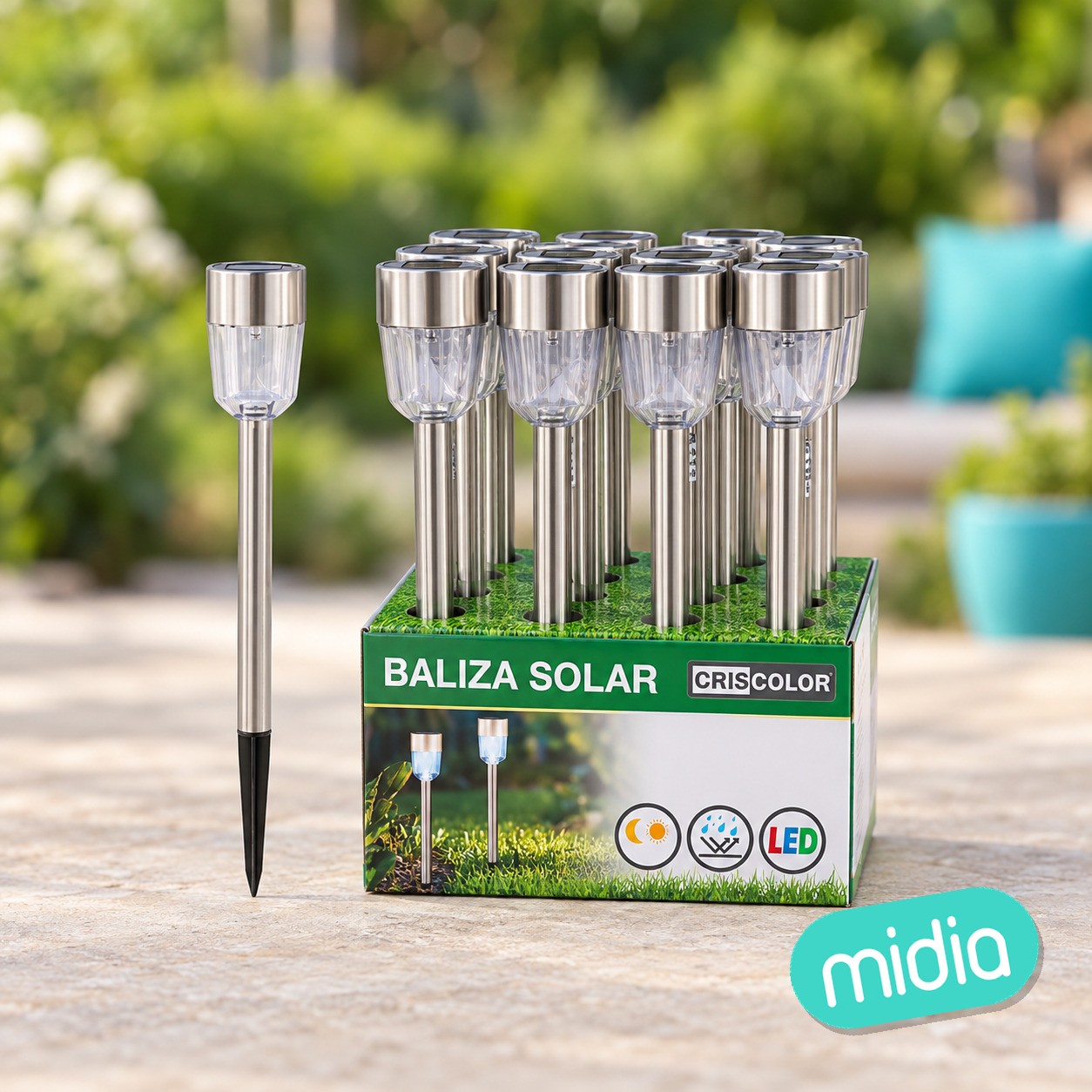 [44481] baliza solar jardin led blanca ø4,7x35,8cm