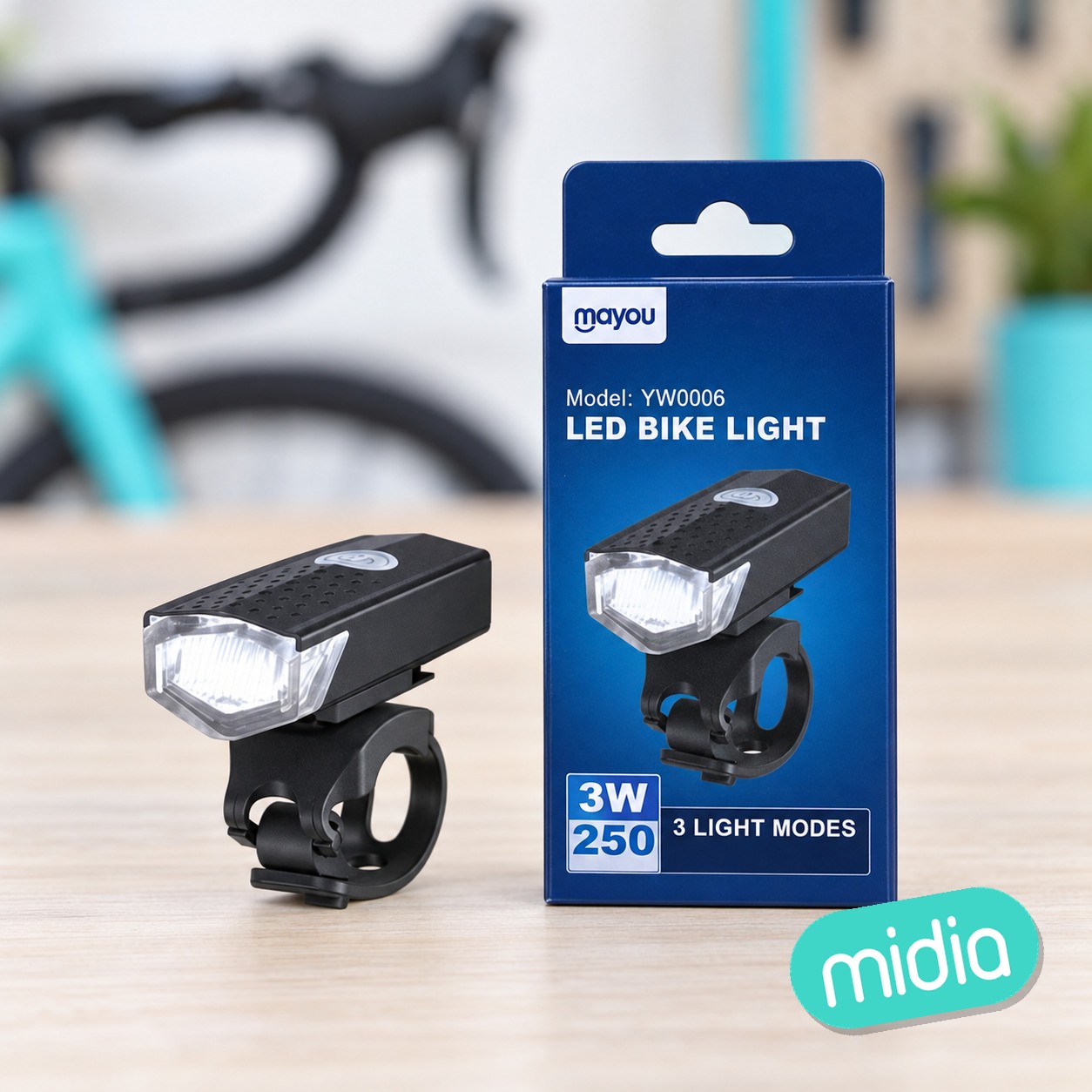 YW0006 NE Linterna con soporta para bicicletas, 3 modos (Fuerte/bajo/flash),...
