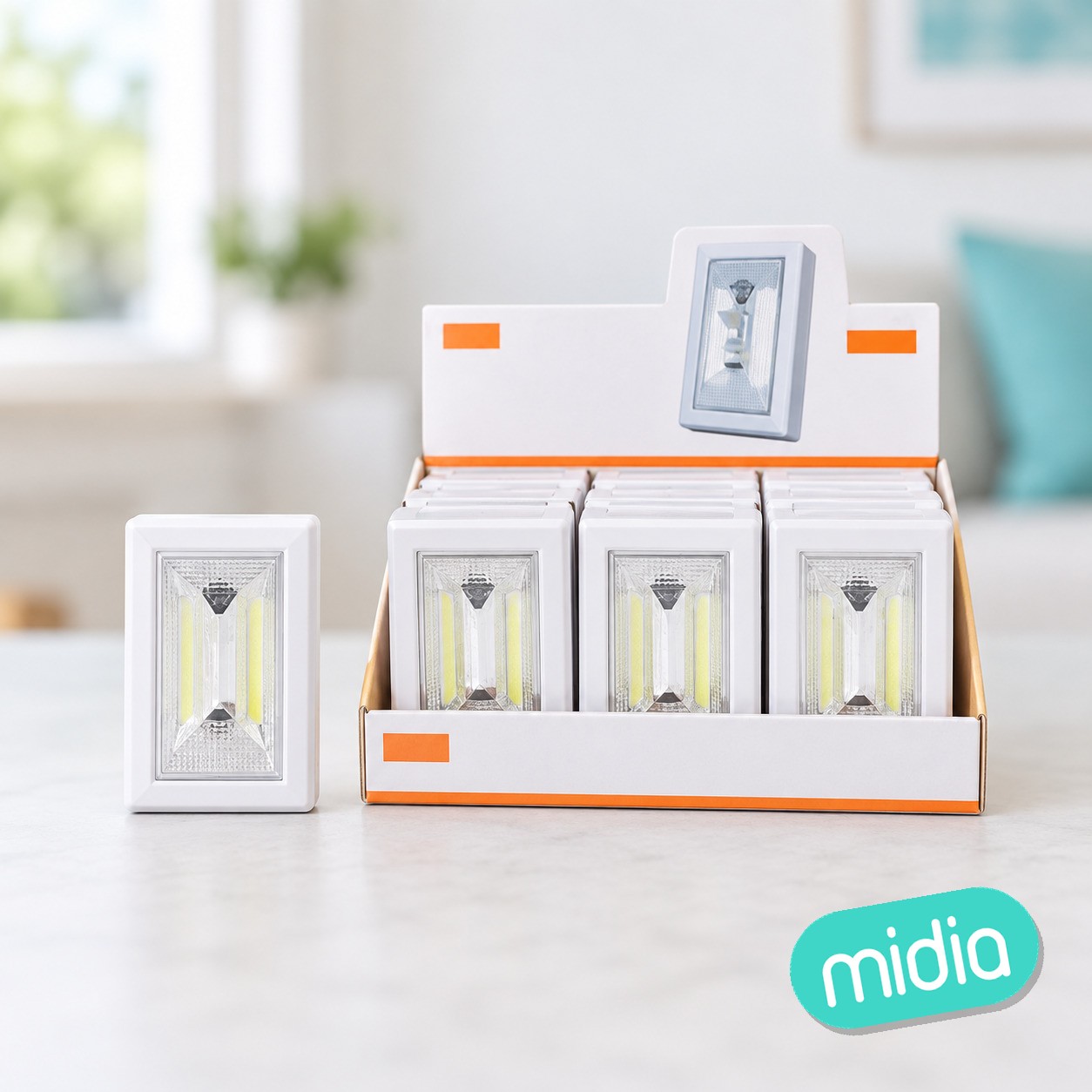 YW0007 BL Lampara LED duo de pared, luz blanco 180°, Bateria AAA*3/3W/120LM(No incluido)se vente por caja, Blanco