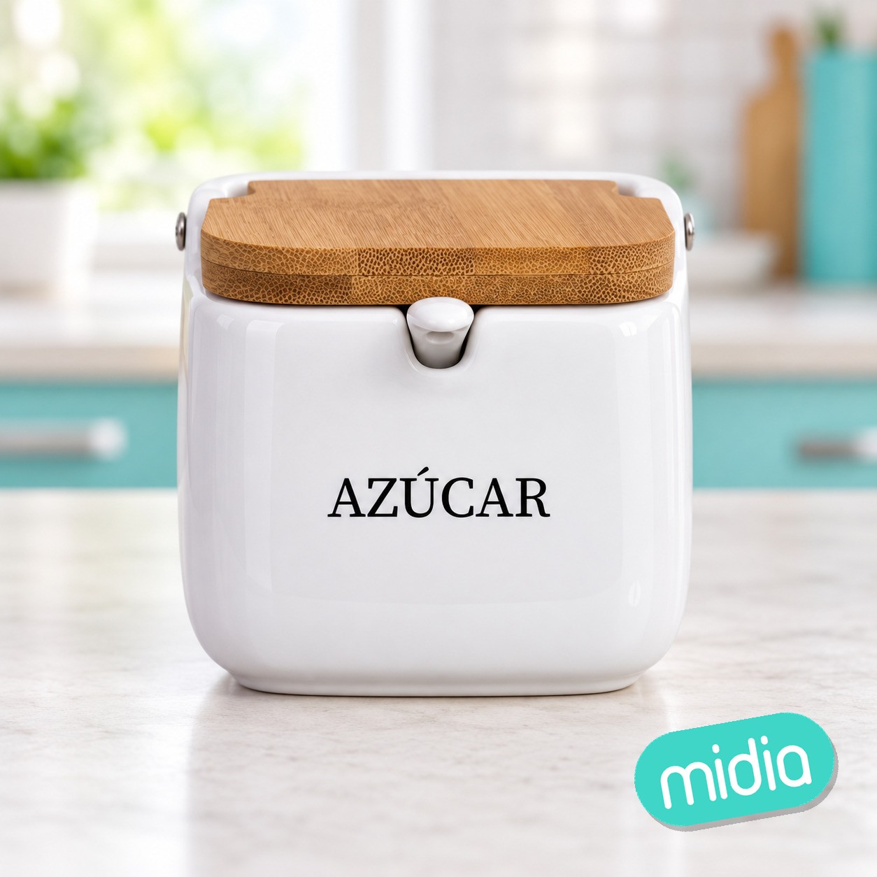 Azucarero tapa bambu con cuchara azucar (6/12 - 24)