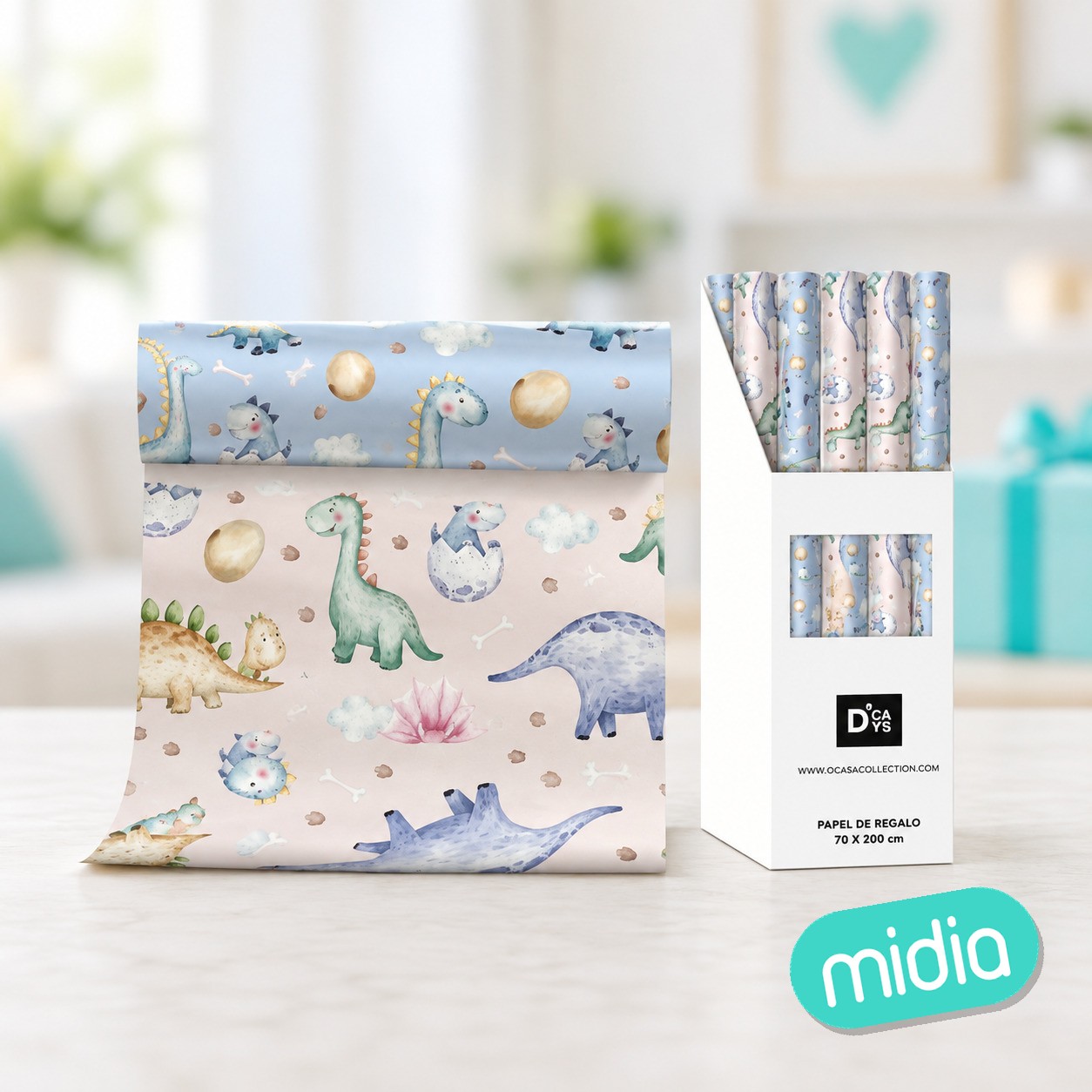 Papel regalo 200x70cm dinos bebe 2m (72 - 144)