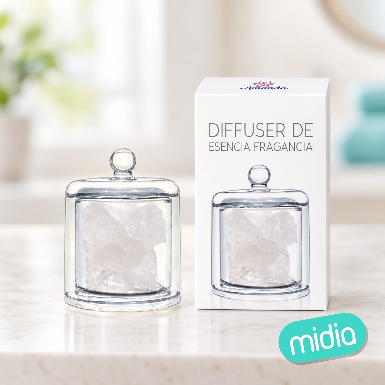 Diffuser de esencia fragancia cristal blanco