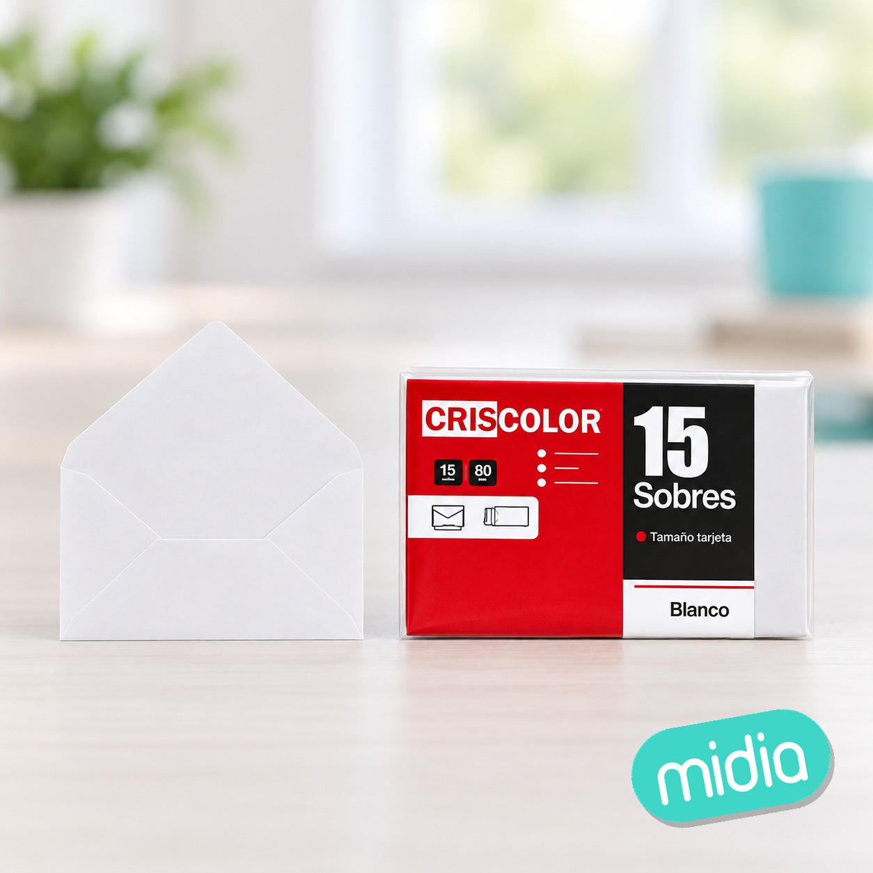 Paquete sobre blanco autoadhesivo tarjeta 15uds