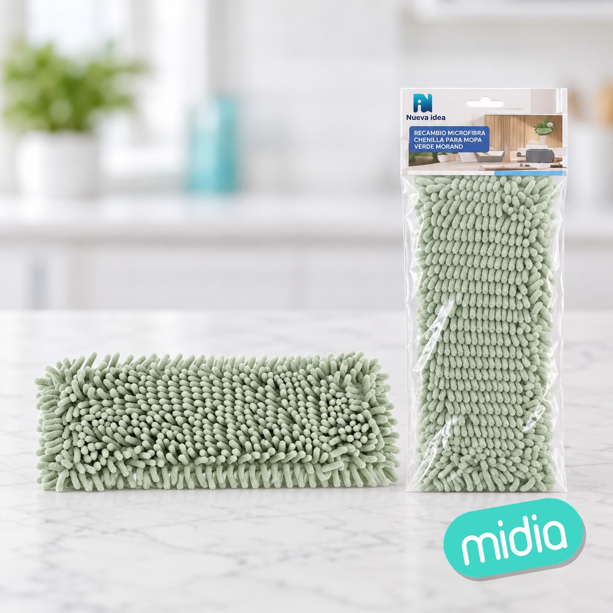 Recambio microfibra chenilla para mopa verde