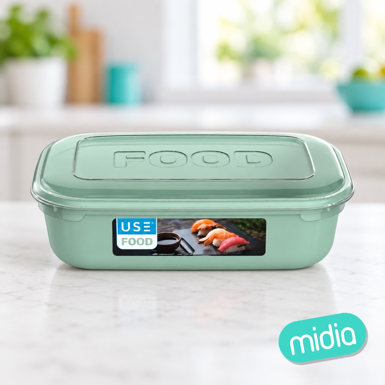 Fiambrera rectangular 1,7l serie food - base pastel