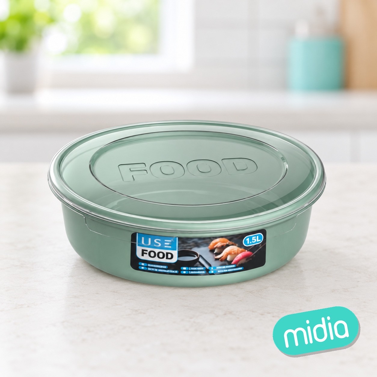 Fiambrera redonda 1,5l serie food - base pastel