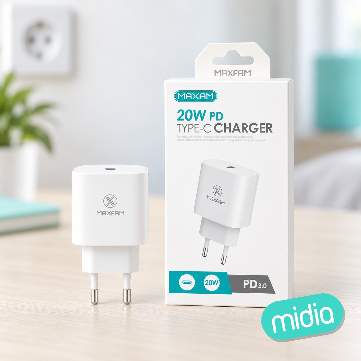 JC-5101 Blanco Cargador rápido PD de 1 USB-C de 20W
