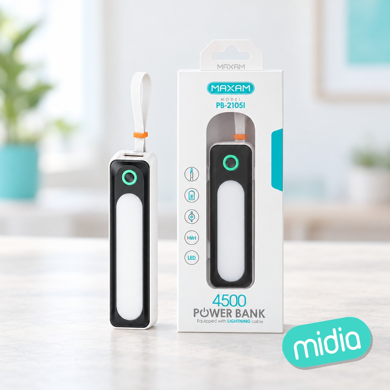 PB-2105I Blanco Power bank 2A 4500mAh con cable Lightning