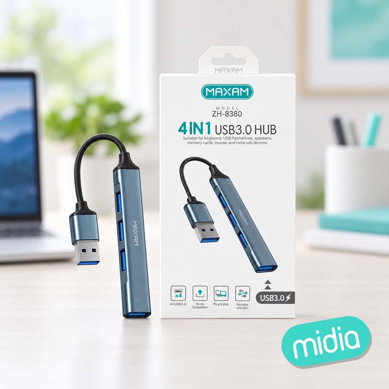 ZH-8380 Controlador USB3.0 Docking Station Gris 4 en 1 gratuito