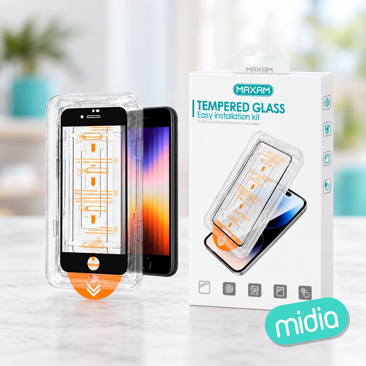 PS-G1001 Funda de película templada para iPhone SE de 2ª/3ª generación con kit de limpieza