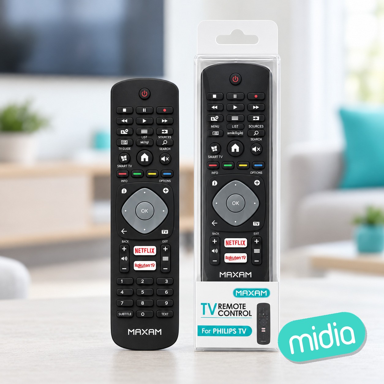 YK-0007 Mando a distancia negro para TV Philips (2 piezas*AAA, no incluidas)