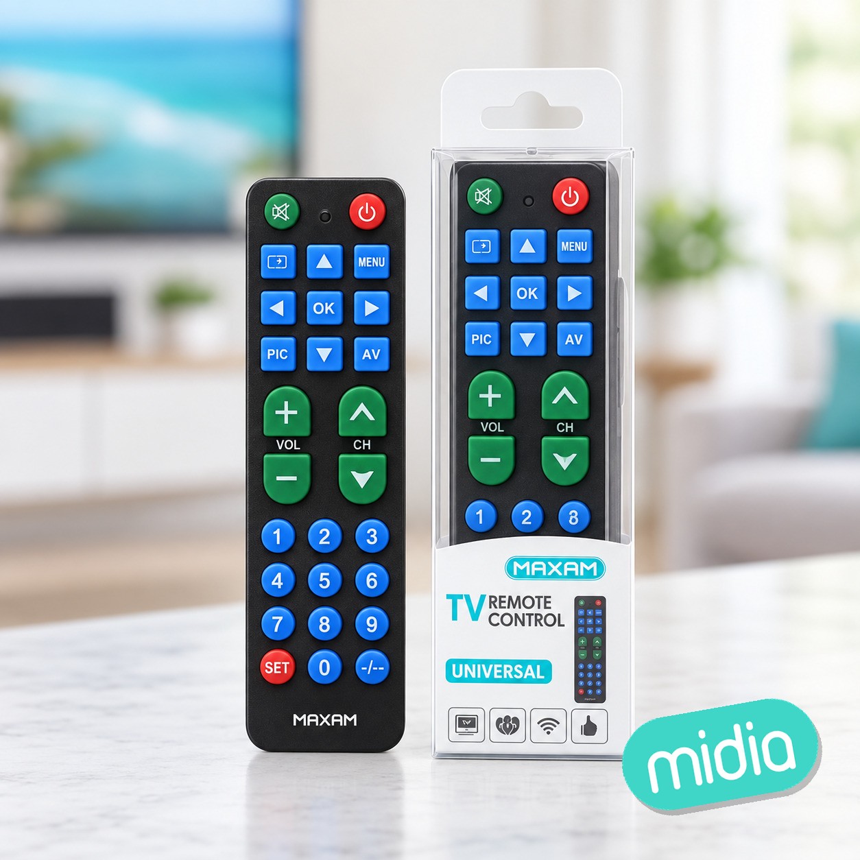 YK-0009 Mando a distancia universal negro para TV (2 piezas*AAA, no incluidas)