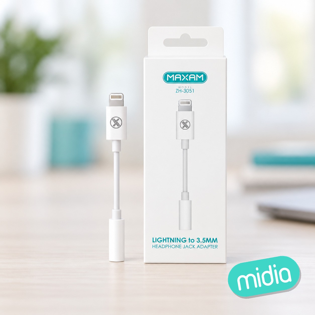 ZH-3051 Conversor para auriculares blanco AUX de 3,5 mm - Reproducción de música y llamadas