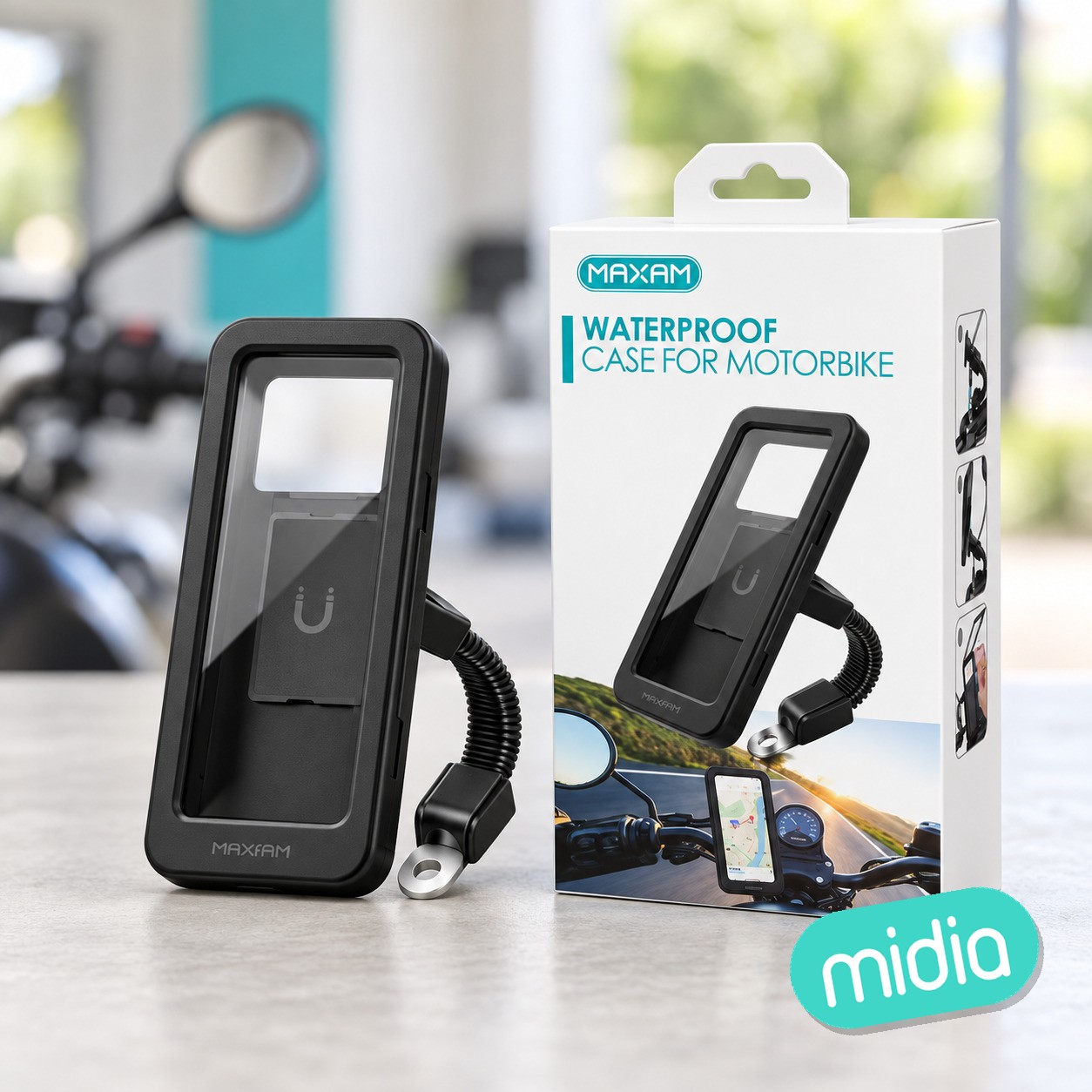 ZJ-3602 Negro Soporte de Caja Impermeable para Motocicleta