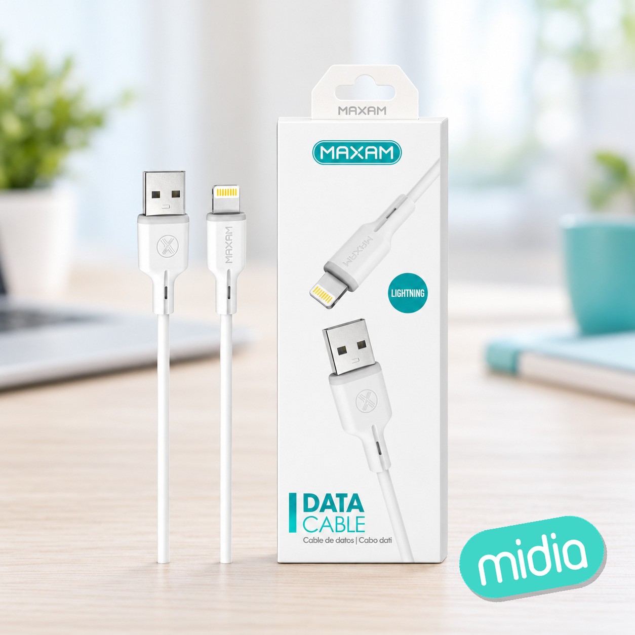 SJ-3108 Cable de datos blanco de PVC Lightning 3A 1m