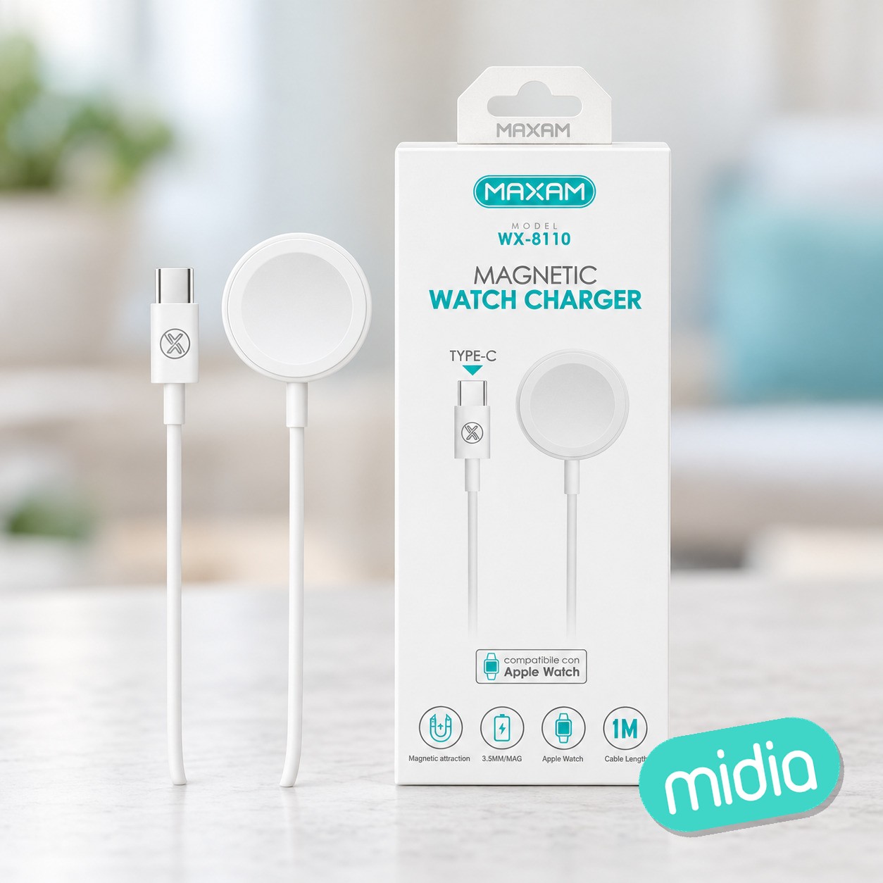 WX-8110 Cargador magnético para Watch Cable tipo C de 1-3W (máx.)