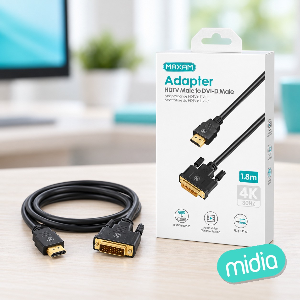 ZH-70V1M Negro HDMI (macho) a DVI24 + 1 (macho) Cable de vídeo Cable de longitud 1.8M