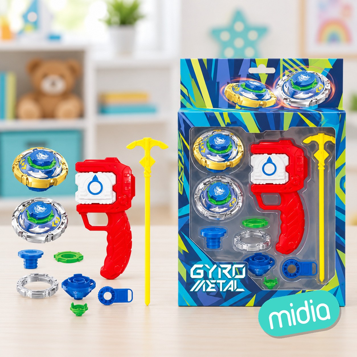 Peonza top con disparador metal 4/c 6 cm